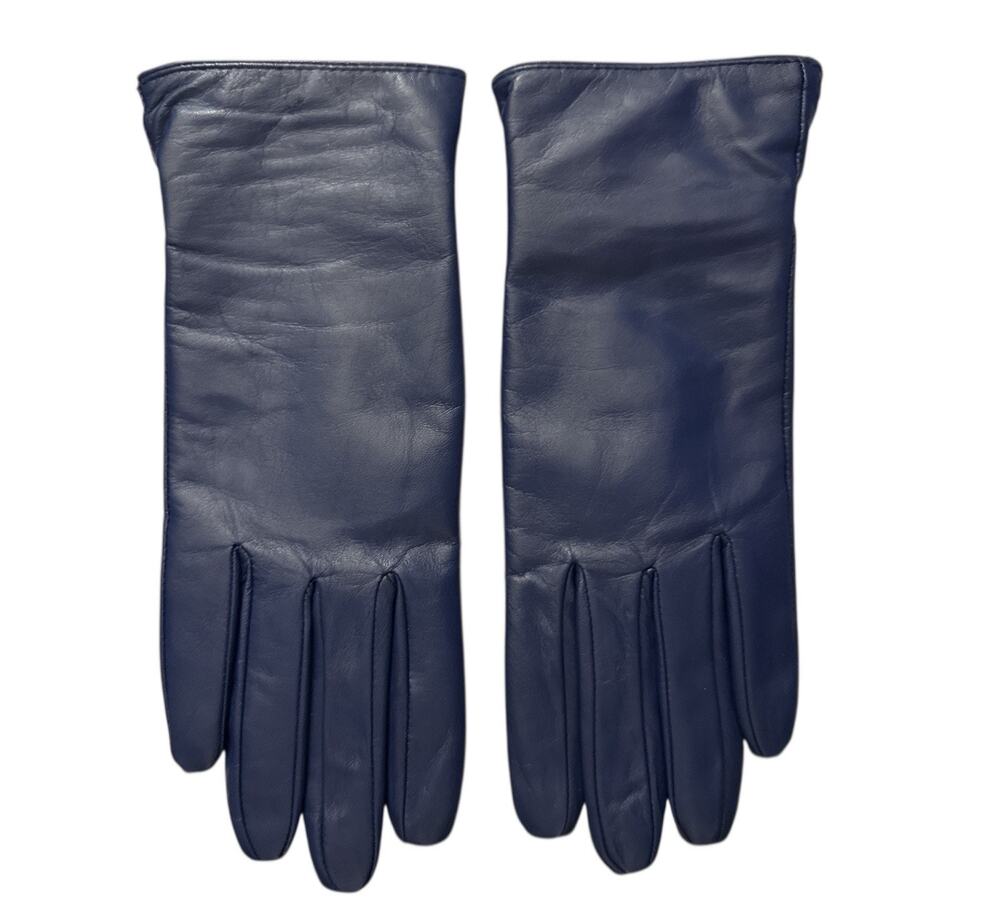 Feiqiaosh & Co. 100% Lambskin Leather Gloves Cashmere Lined Blue Womens S *READ*